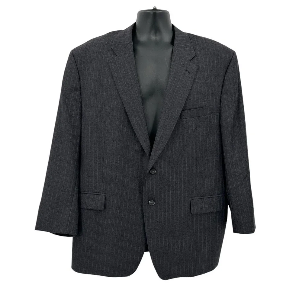 Vintage Lauren Ralph Lauren Men's 50R Blazer Sport Coat Gray Stripe 24